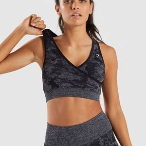Gymshark black camp seamless bra medium